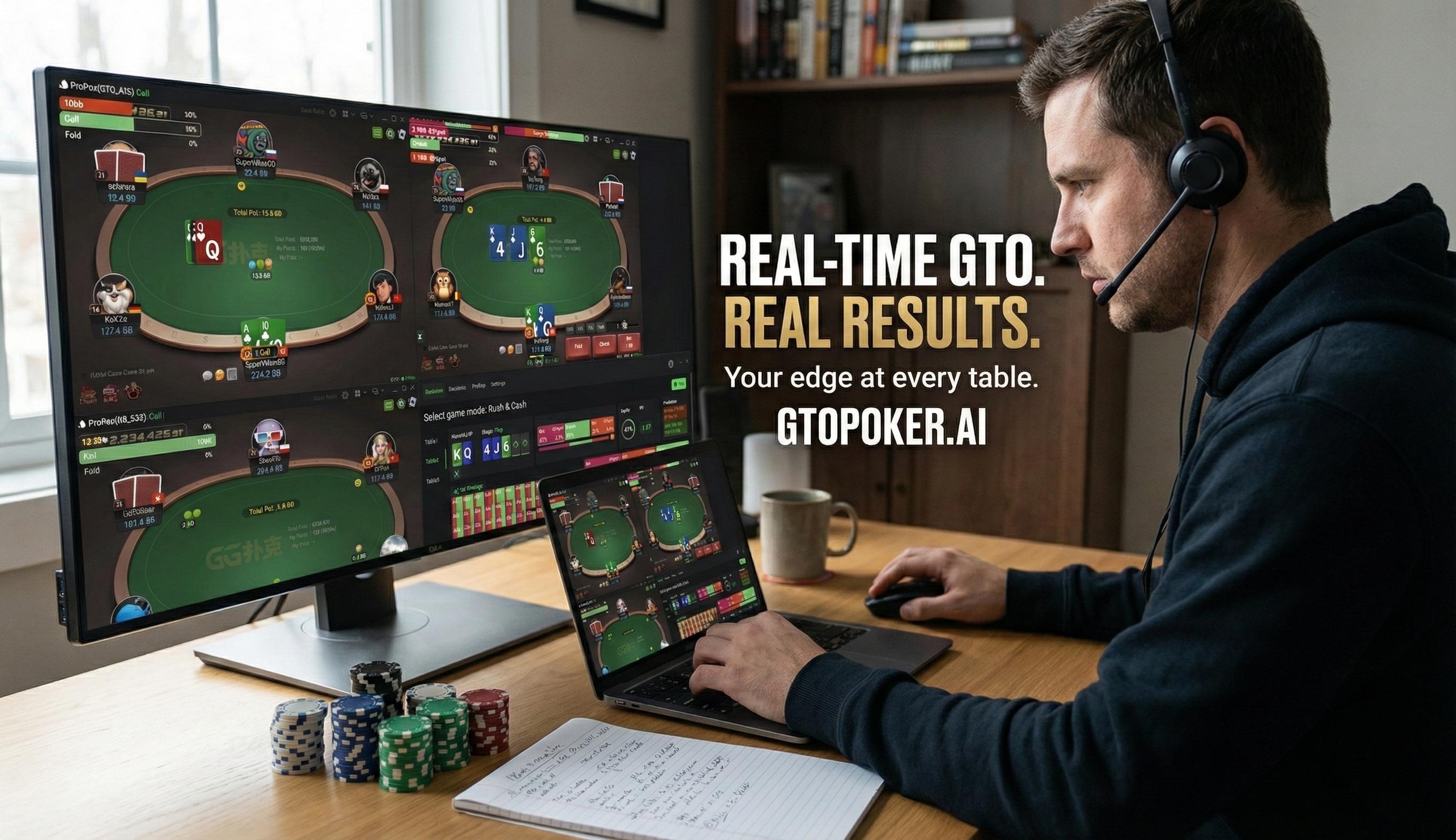 Real poker player using GTOPOKER.AI